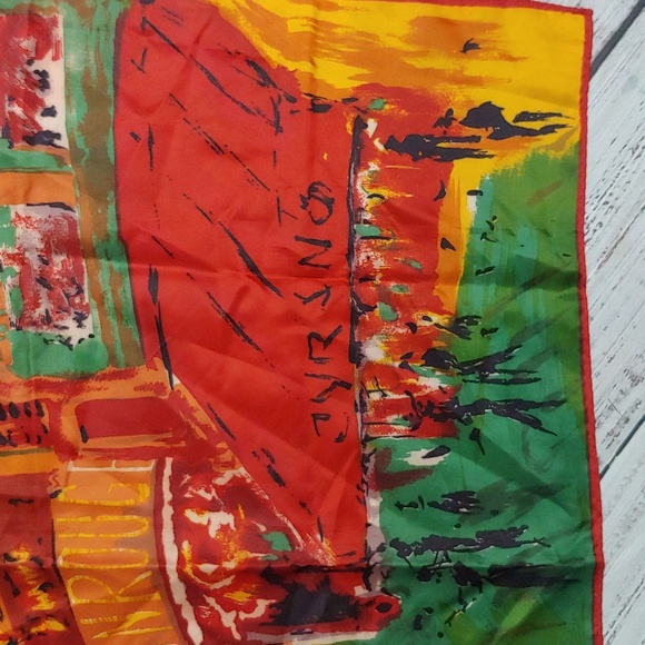 BRIGHT SQUARE SCARF WITH ABSTRACT THEATRE THEME - Picture 3 of 5